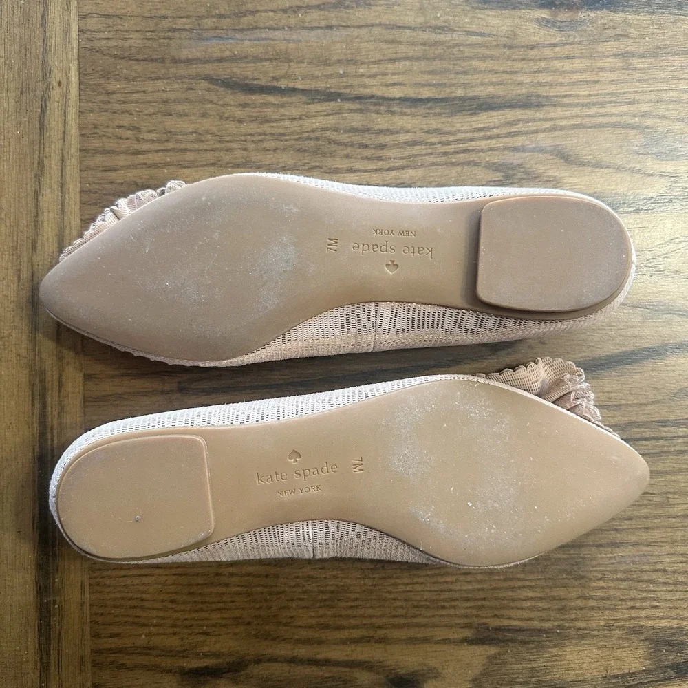 Kate Spade Flats Metallic Rose Gold Suede Leather Pointed Toe Shoes Sz 7M - Picture 5 of 11